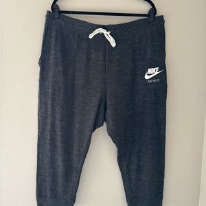 Nike Heather Gray cropped Track Pants with Elastic Cuffs
